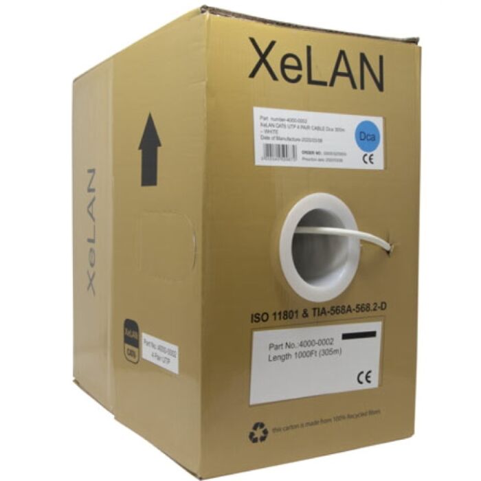 XeLAN Cat6 UTP 4 Pair DCA 305m Cable - White 4000-0002 XeLAN Cat6 UTP 4 Pair DCA 305m Cable - White 4000-0002
