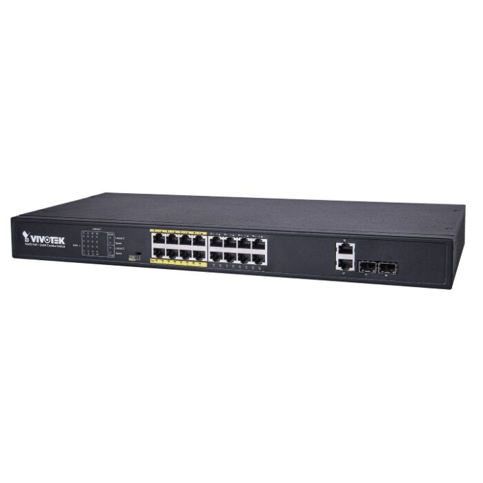 Vivotek AW-FGT-180D-250 Unmanaged 16 x FE PoE + 2 x GE Combo Switch Vivotek AW-FGT-180D-250 Unmanaged 16 x FE PoE + 2 x GE Combo Switch