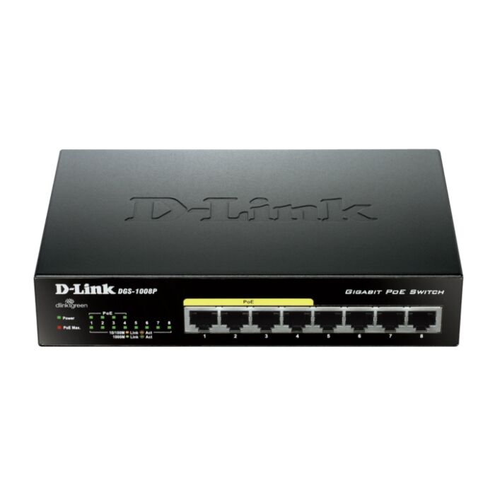 D-Link DGS-1008P 8-Port Desktop Gigabit Switch with 4 PoE+ Ports D-Link DGS-1008P 8-Port Desktop Gigabit Switch with 4 PoE+ Ports