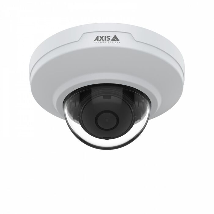 AXIS M3088-V 8MP Mini Dome Camera in white, ceiling mount position with lens tilted slightly upwards