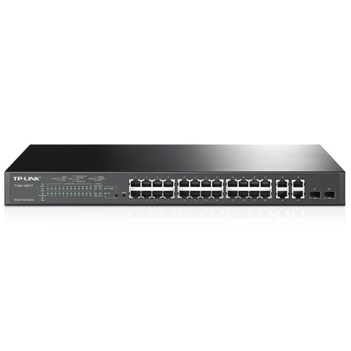 TP-Link T1500-28PCT 24-Port Gigabit PoE+ Smart Switch with 4 RJ45 Ports & 2 Combo SFP Slots