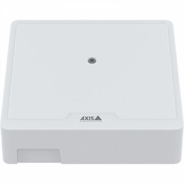 Axis A1210 door controller in white face on view. 