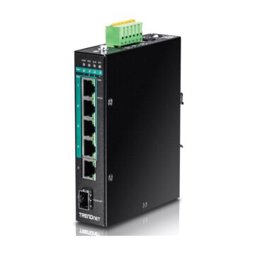 Trendnet TI-PG541 5-Port Hardened Industrial Gigabit PoE+ DIN-Rail Switch