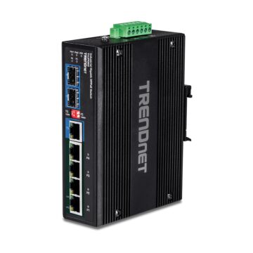 Trendnet TI-UPG62 6-Port Hardened Industrial Gigabit PoE++ DIN-Rail Switch