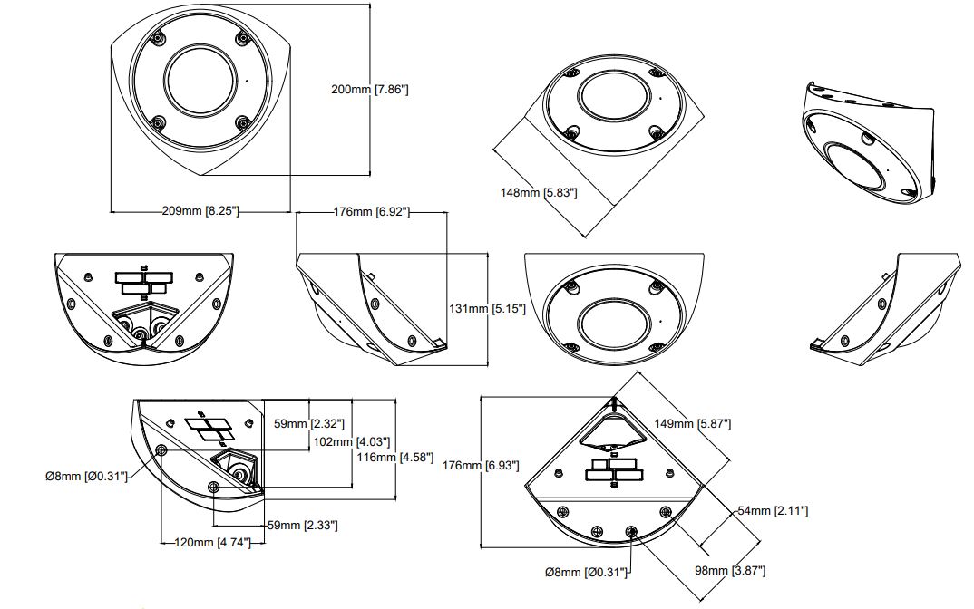 Q9216-SLV Camera Dimensions