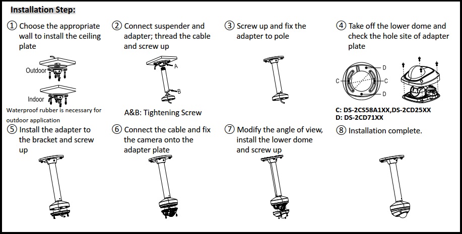 Hikvision DS-1271ZJ-120 Pendant Mount Bracket