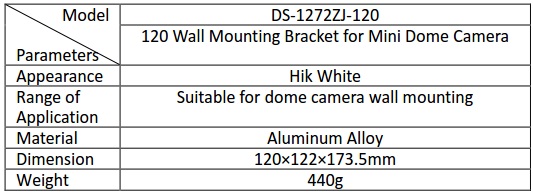 Hikvision DS-1272ZJ-120/B Wall Mount Bracket