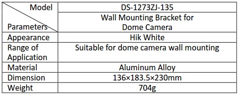 Hikvision DS-1273ZJ-135 Wall Mount Bracket