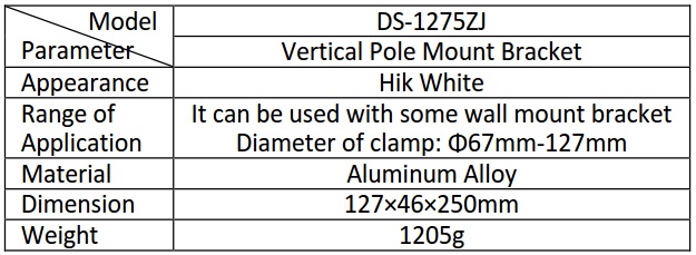  Hikvision DS-1275ZJ Vertical Pole Mount