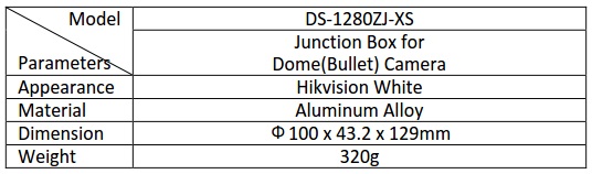 Hikvision DS-1280ZJ-XS Junction Box