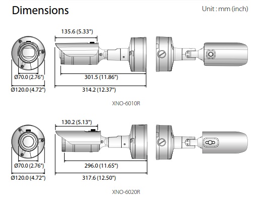 XNO-6010R-6020R Dimensions