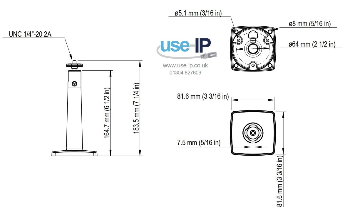 Axis T91B21 Dimensions