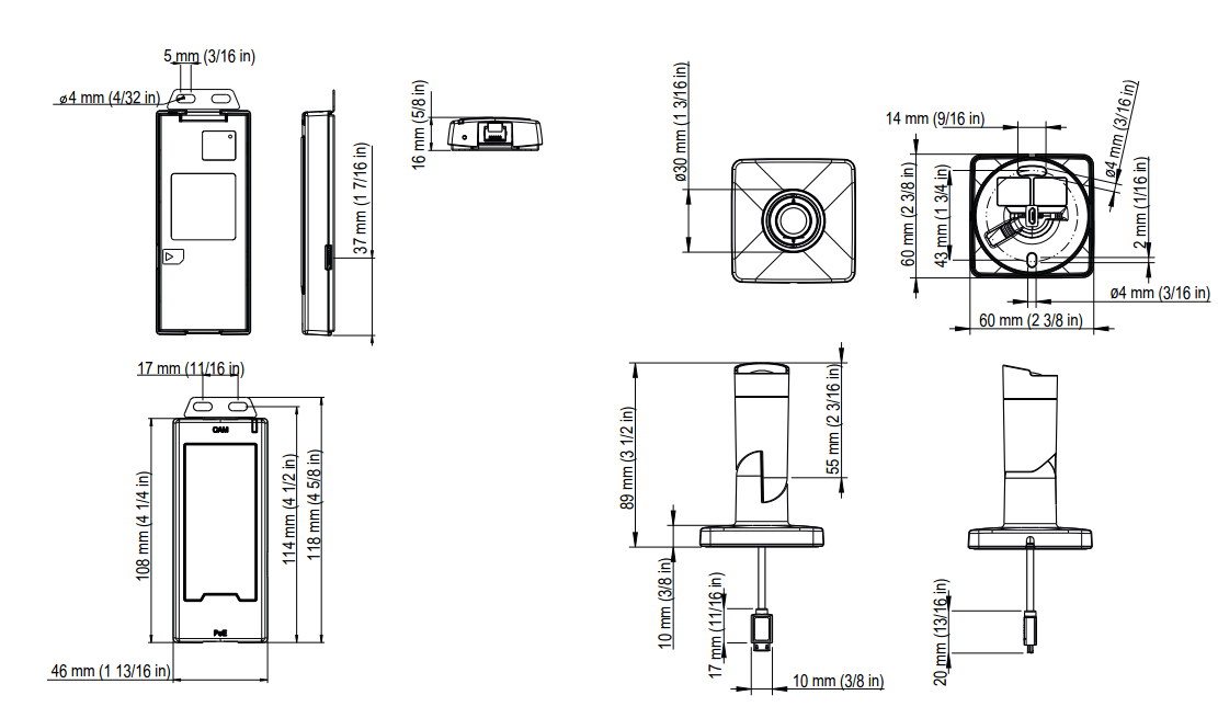 Axis P1254 Dimensions