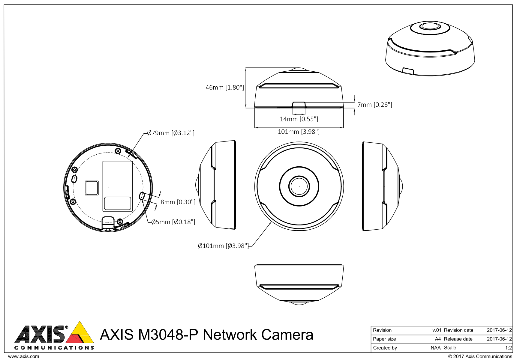Axis M3048-P Dimensions