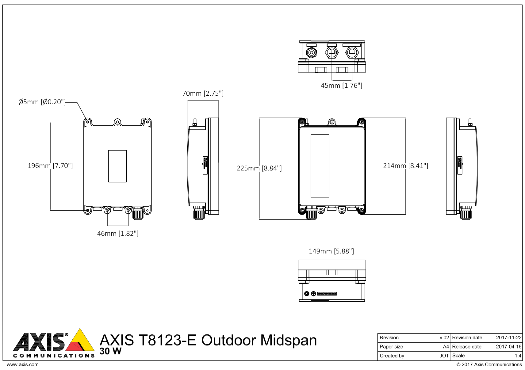 T8123-E Dimensions