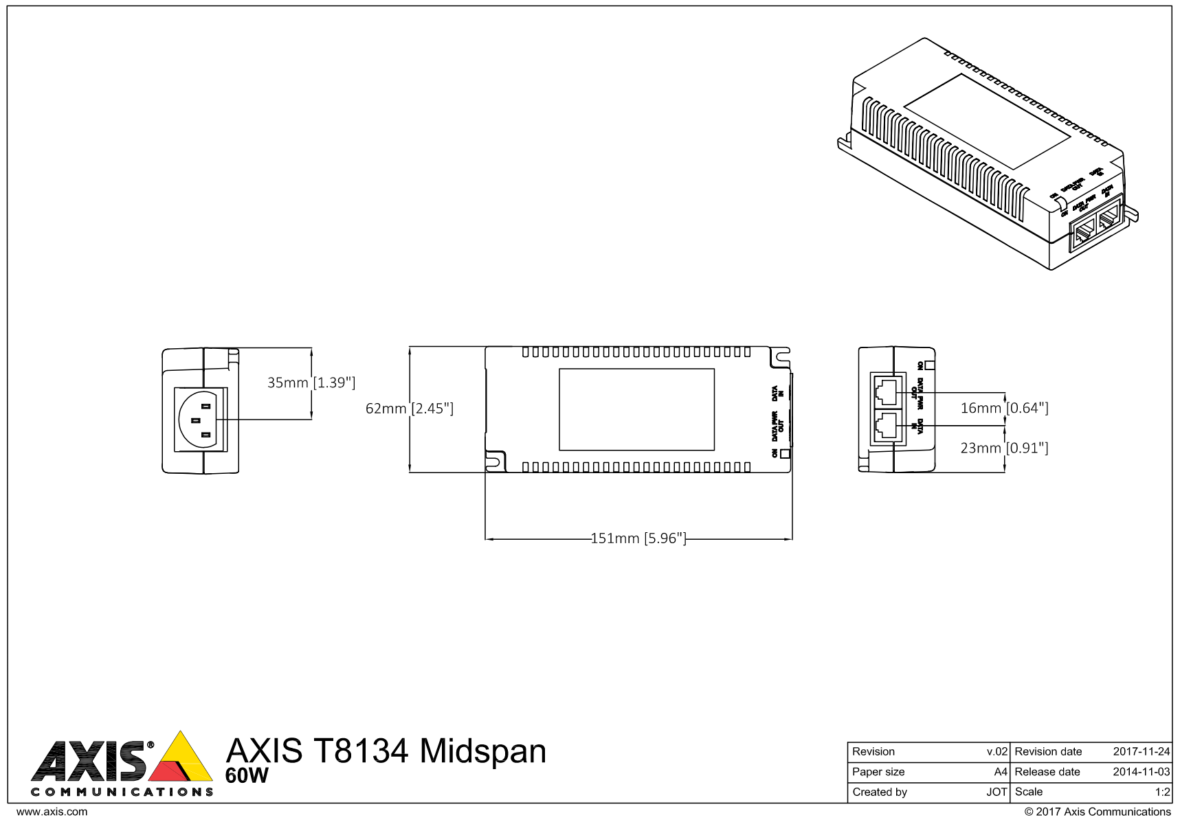 T8134 Dimensions