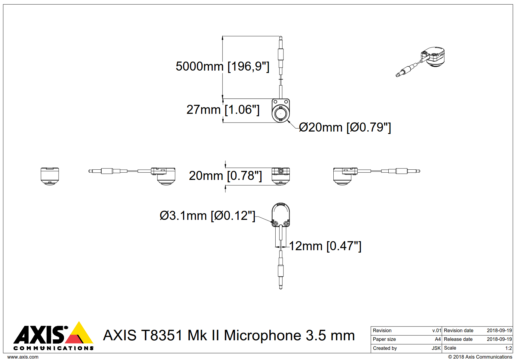 T8351 Mk II Dimensions