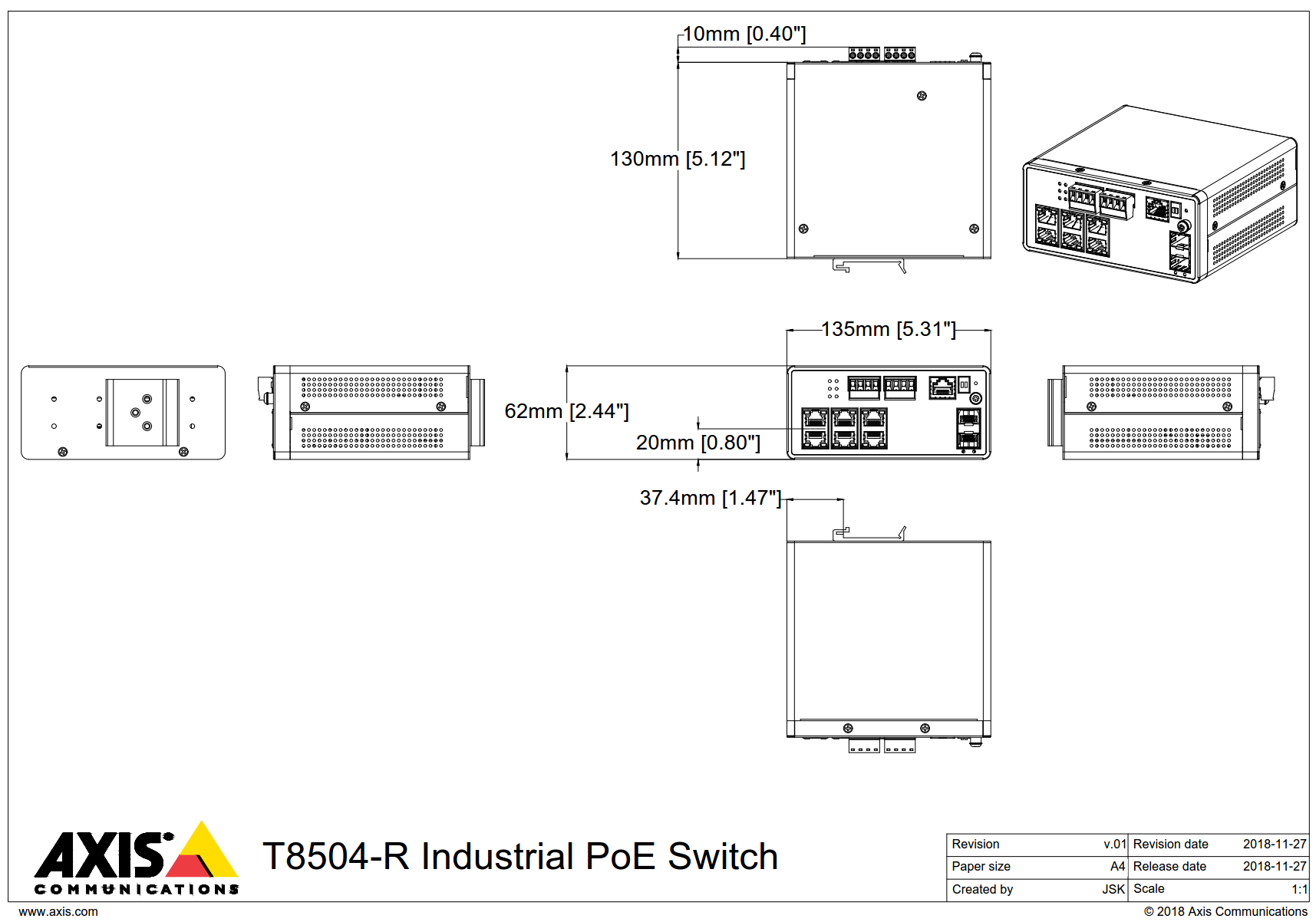 T8504-R Dimensions
