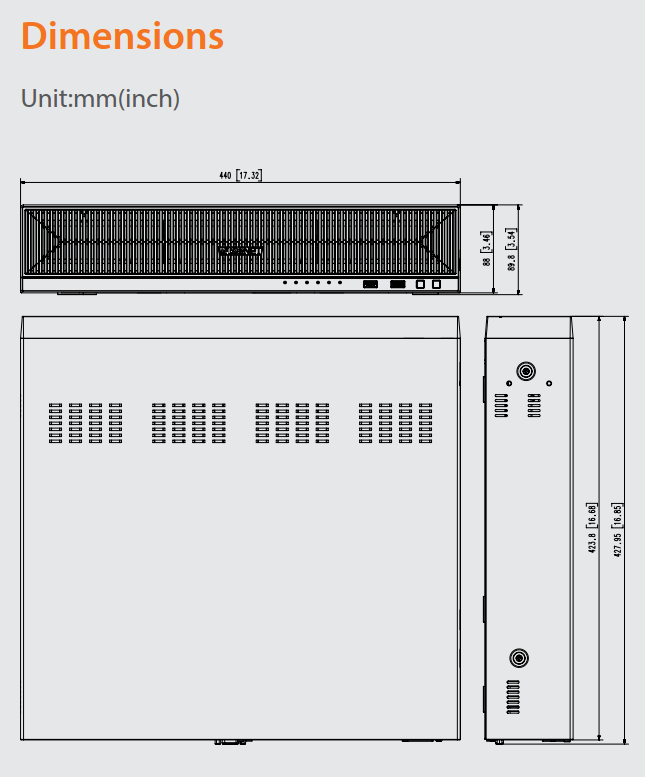 XRN-1620B2 Dimensions