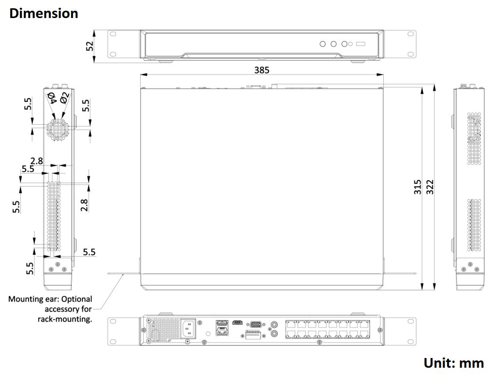 DS-7608NI-K2-8P-4G Dimensions