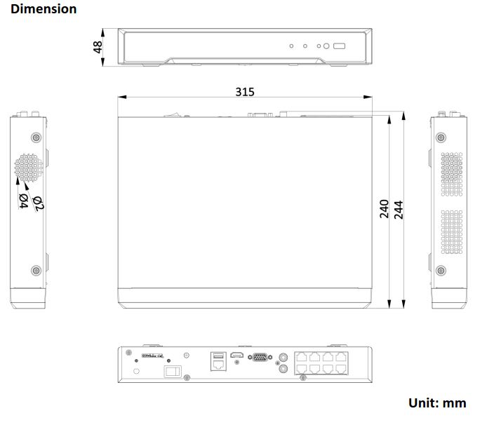 DS-7604NI-K1-4P-4G Dimensions