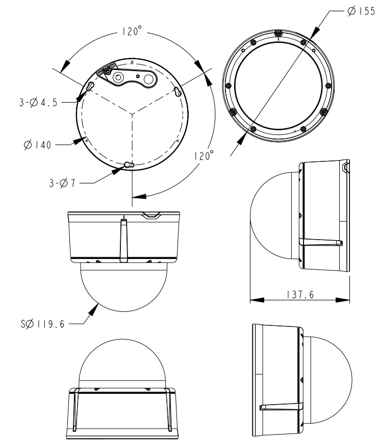 FD9392-EHTV-O Dimensions